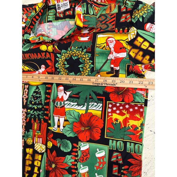 Vintage Aloha Republic Mens Mele Kalikimaka Hawaiian Shirt Holiday Print Button- - Picture 5 of 6